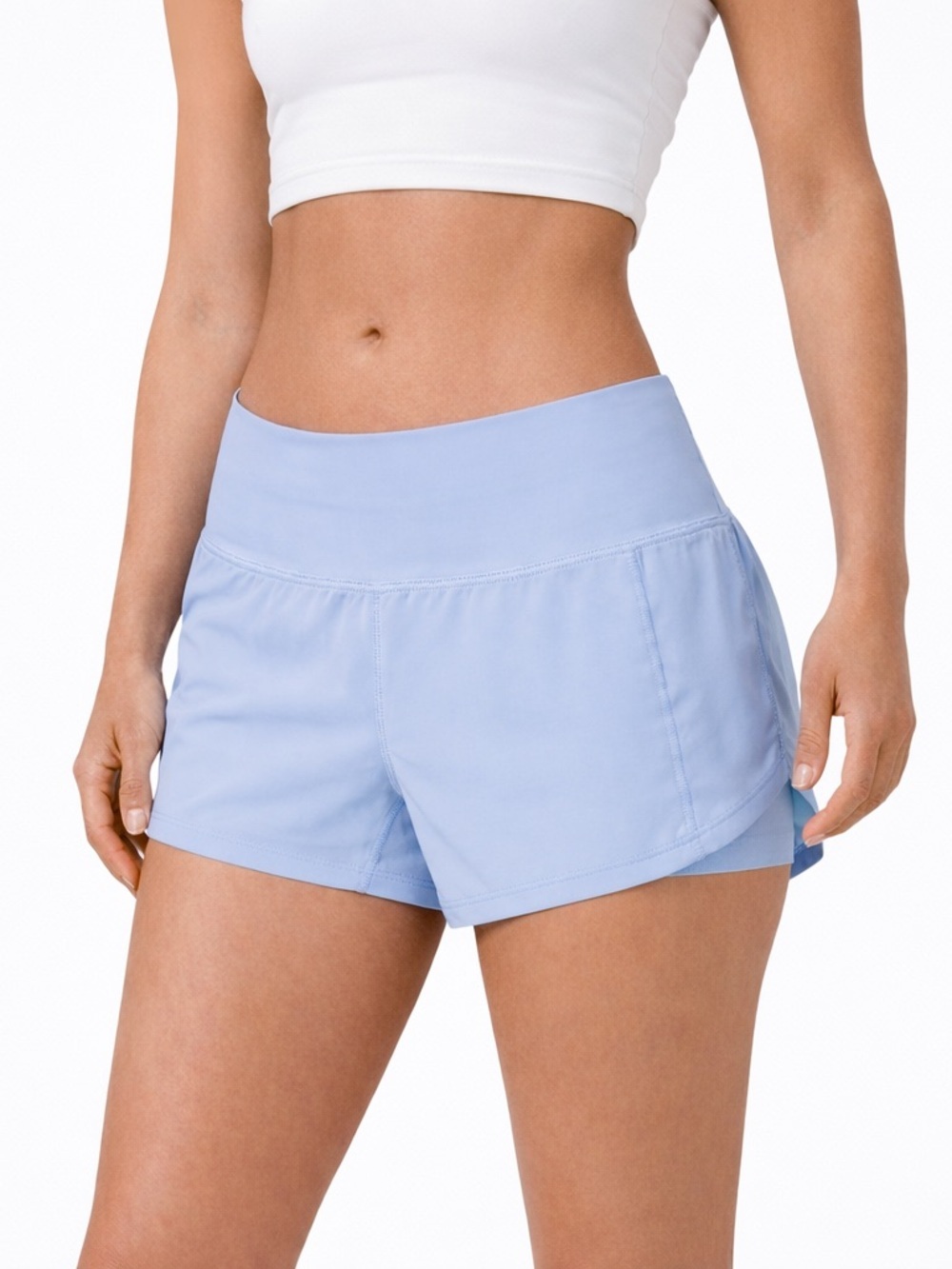 Lululemon Speed Up HR 2.5 Shorts Blue Linen Sz 8 Lined Running Athletic